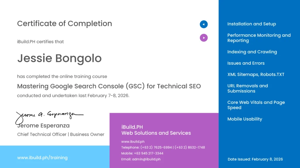 Certificate-Mastering Google Search Console-Jessie Bongolo