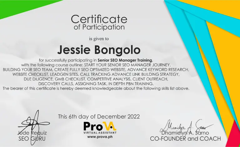 SEO Manager Certification - PROVA